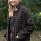 Portuguese Wool Pieper Coat in Black and Brown Check Made to Order
