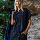 Paige Handwoven Cotton Relaxed Shirt Dress in Black