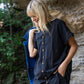 Paige Handwoven Cotton Relaxed Shirt Dress in Black