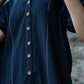 Paige Handwoven Cotton Relaxed Shirt Dress in Black