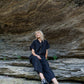 Paige Handwoven Cotton Relaxed Shirt Dress in Black