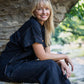 Paige Handwoven Cotton Relaxed Shirt Dress in Black
