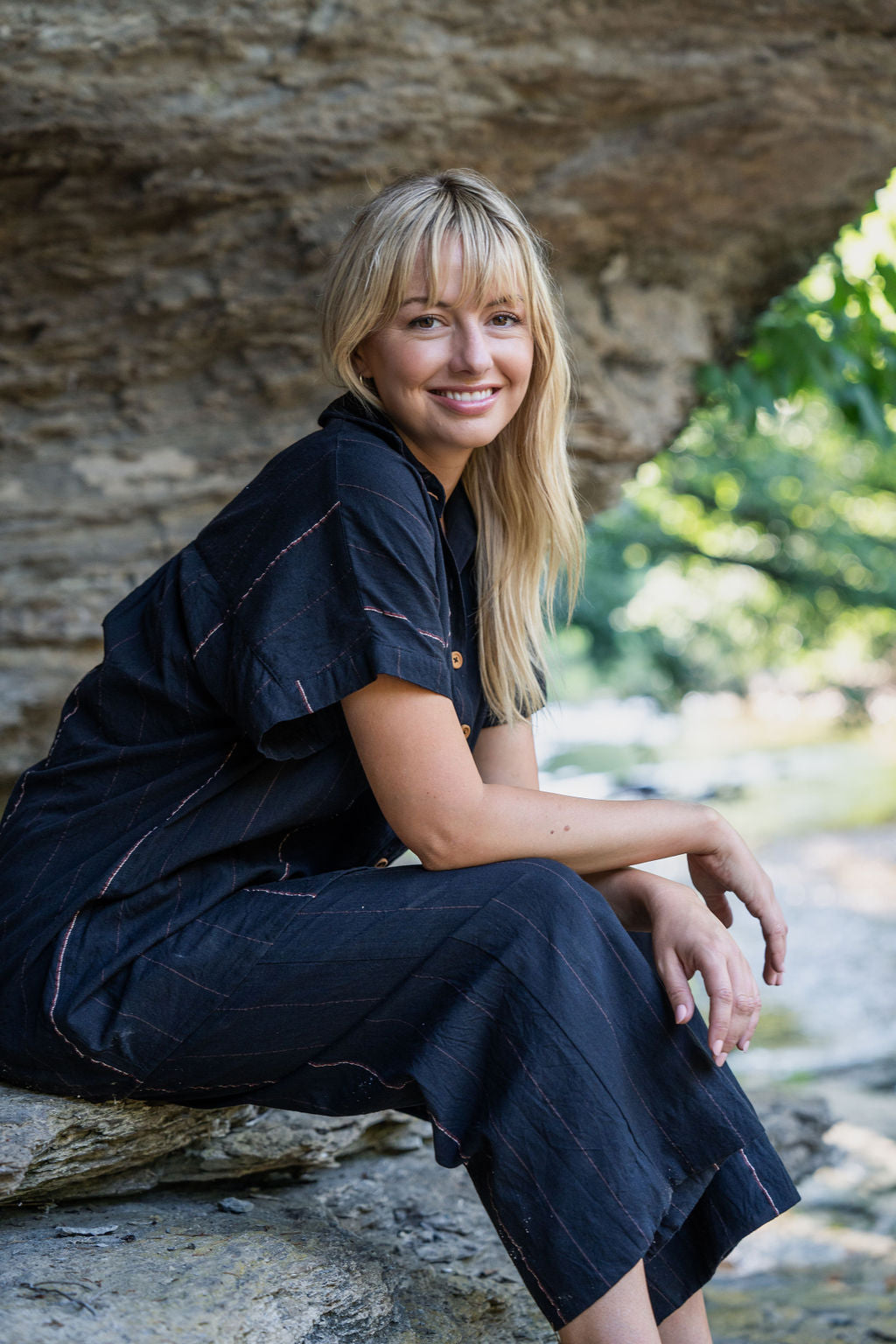 Paige Handwoven Cotton Relaxed Shirt Dress in Black - Pre-Order 2/30