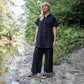 Paige Handwoven Cotton Relaxed Shirt Dress in Black