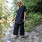 Paige Handwoven Cotton Relaxed Shirt Dress in Black