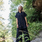 Paige Handwoven Cotton Relaxed Shirt Dress in Black