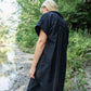 Paige Handwoven Cotton Relaxed Shirt Dress in Black