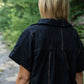 Paige Handwoven Cotton Relaxed Shirt Dress in Black