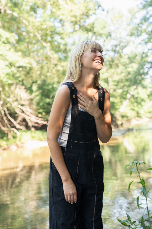 Dilsi Handwoven Cotton Overalls in Black - Pre-Order 2/30