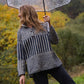 Tiff Oversized Wool Henley in Slate and Cream Made to Order