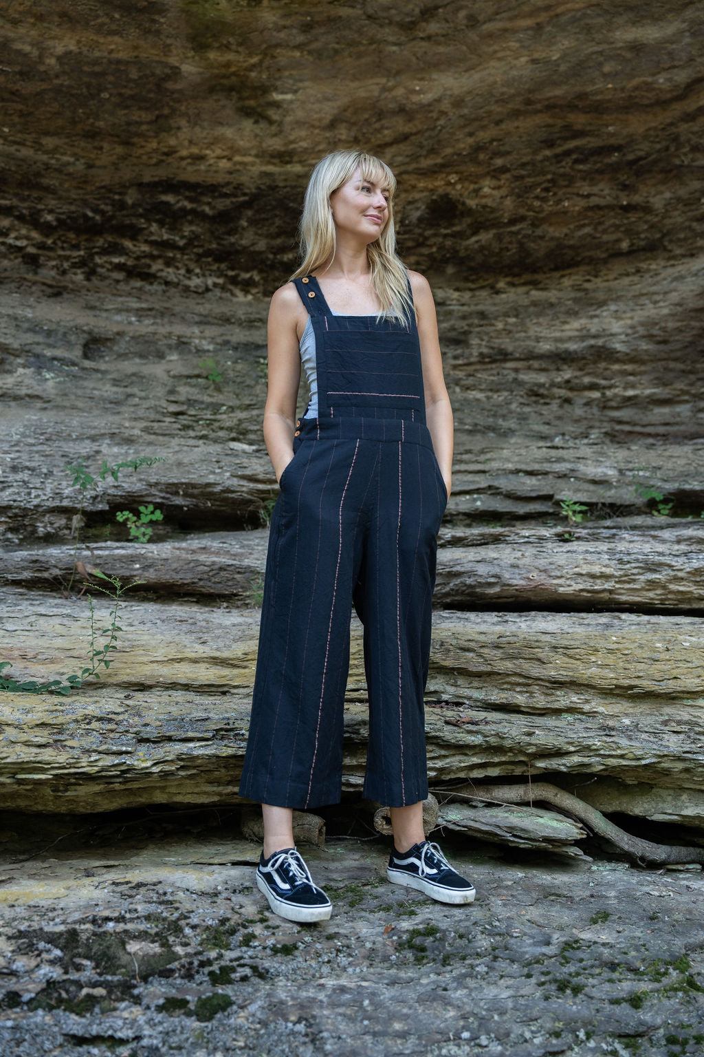 Dilsi Handwoven Cotton Overalls in Black - Pre-Order 2/30