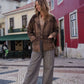 Portuguese Wool Pieper Coat in Brown and Black Plaid Made to Order