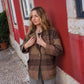 Portuguese Wool Pieper Coat in Brown and Black Plaid Made to Order