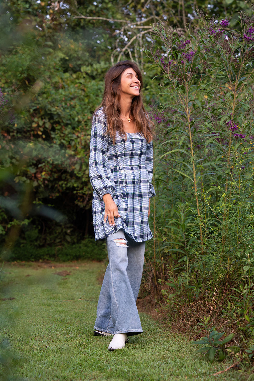 Tilly Dress in Picnic Plaid Linen Made to Order