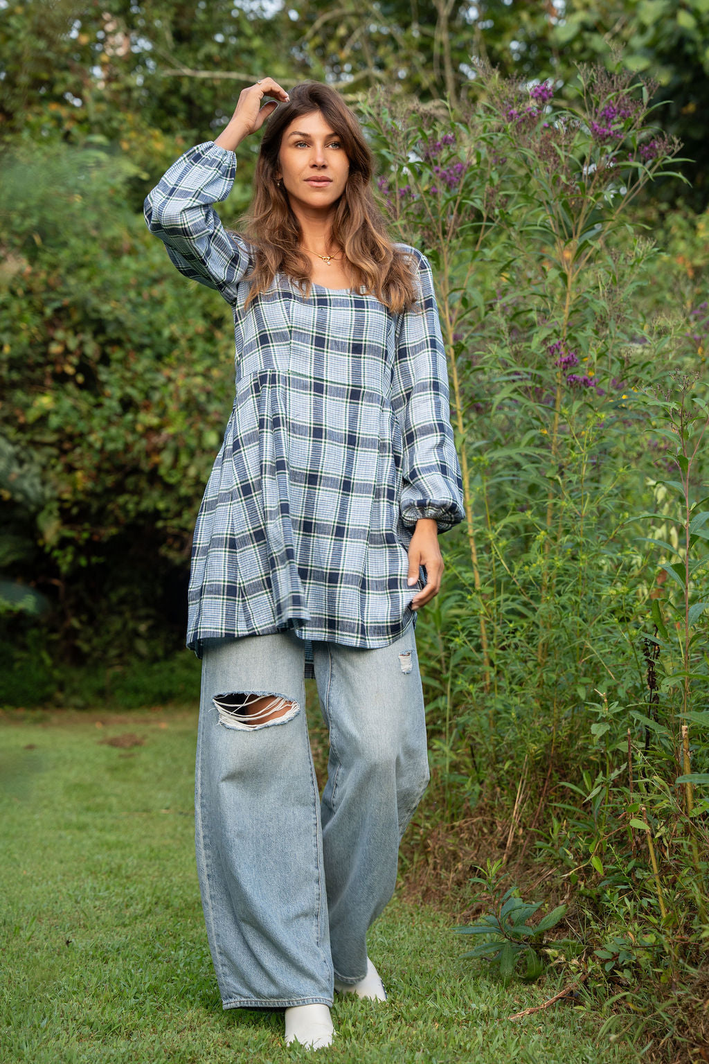 Tilly Dress in Picnic Plaid Linen Made to Order