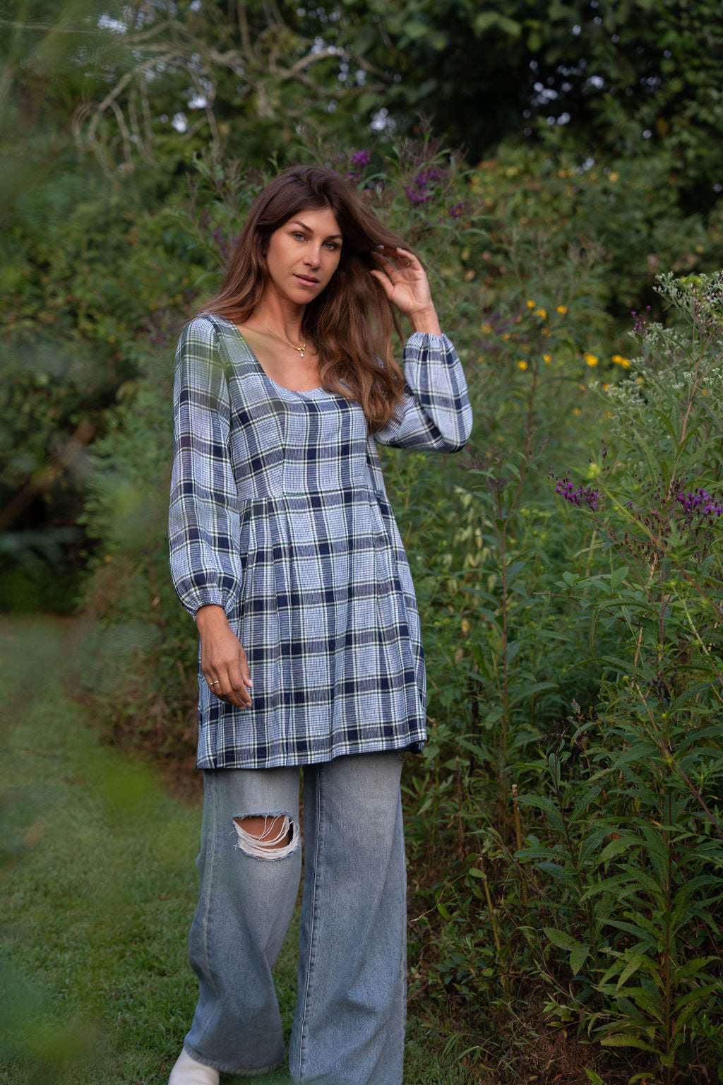 Tilly Dress in Picnic Plaid Linen Made to Order
