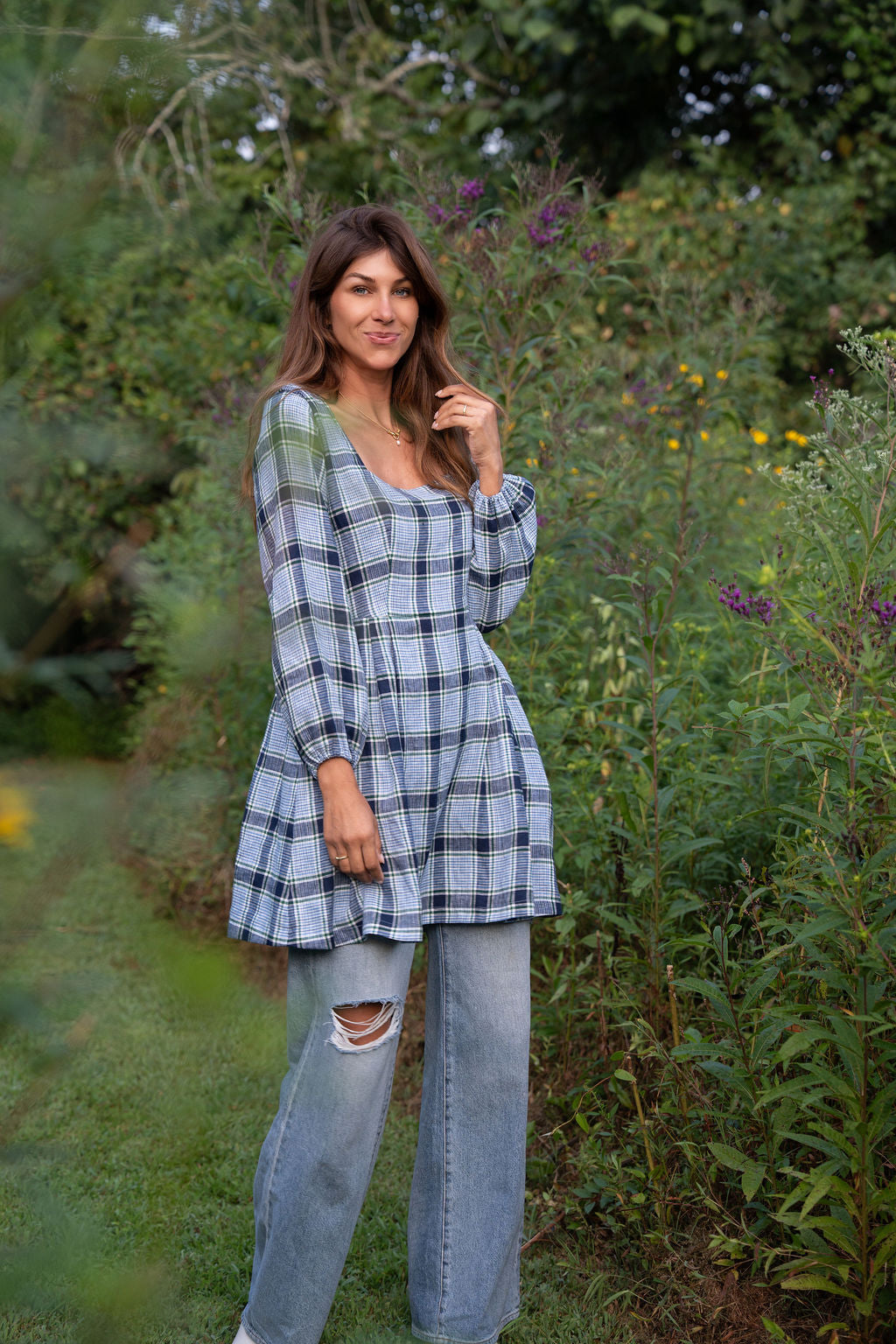 Tilly Dress in Picnic Plaid Linen Made to Order