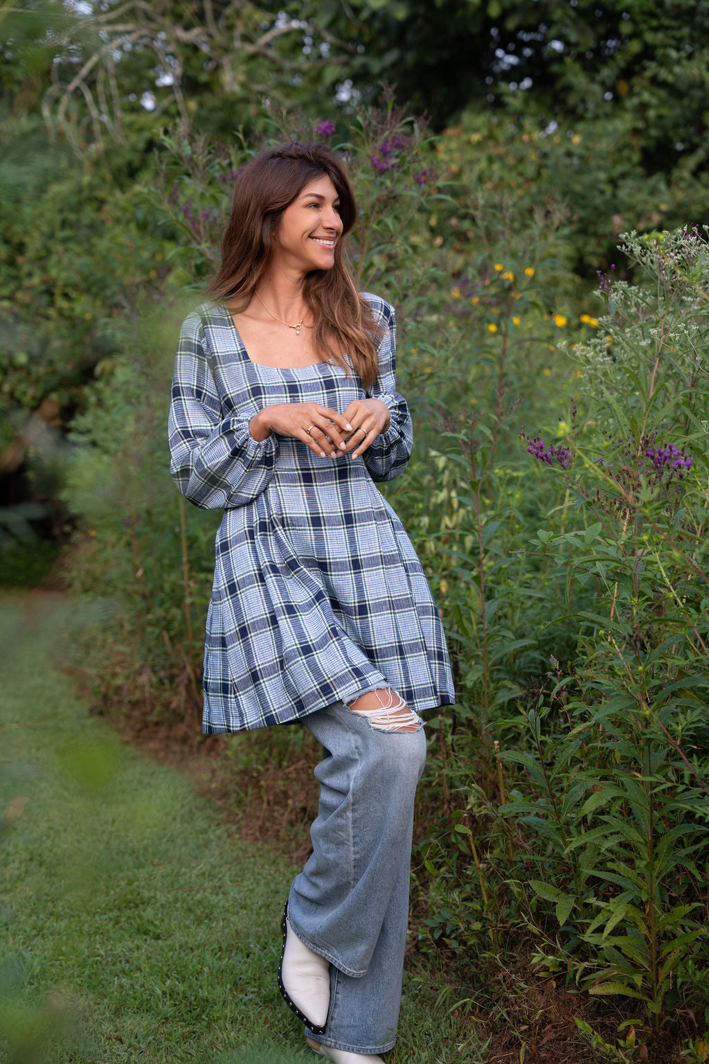 Tilly Dress in Picnic Plaid Linen Made to Order