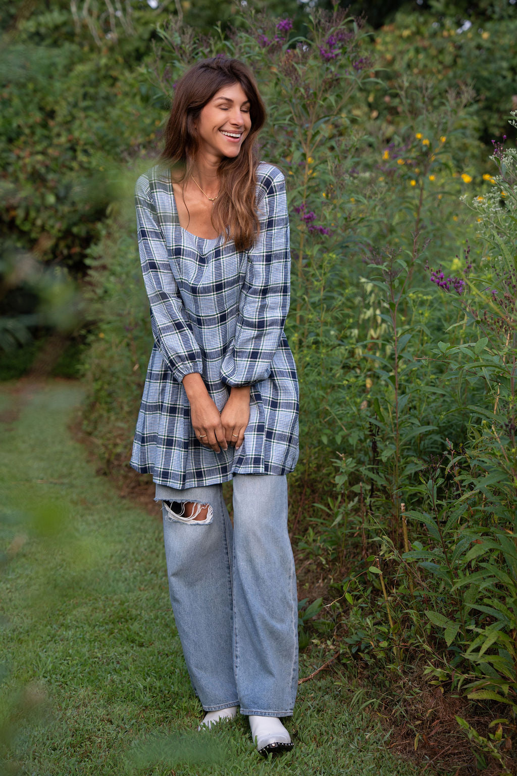 Tilly Dress in Picnic Plaid Linen Made to Order