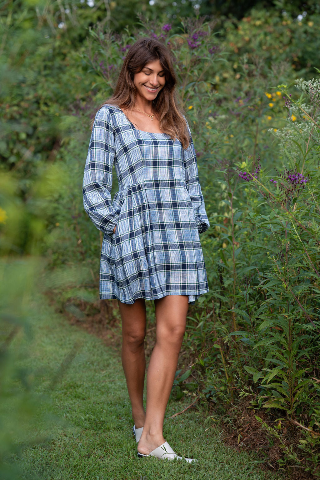 Tilly Dress in Picnic Plaid Linen Made to Order