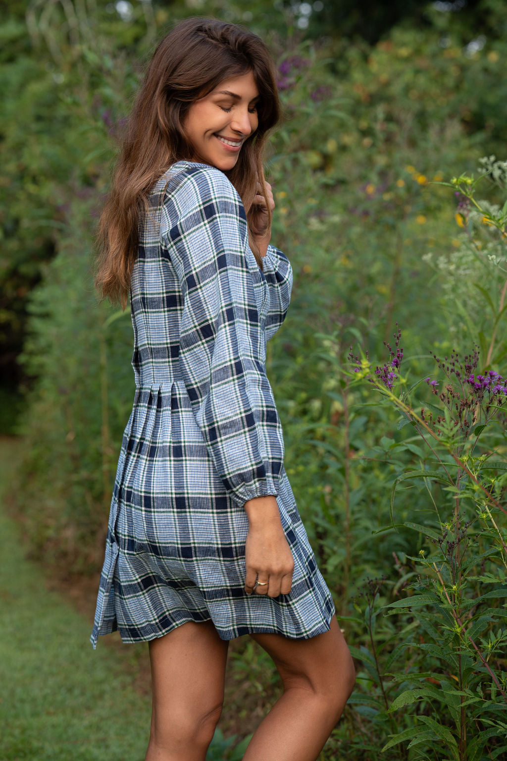 Tilly Dress in Picnic Plaid Linen Made to Order