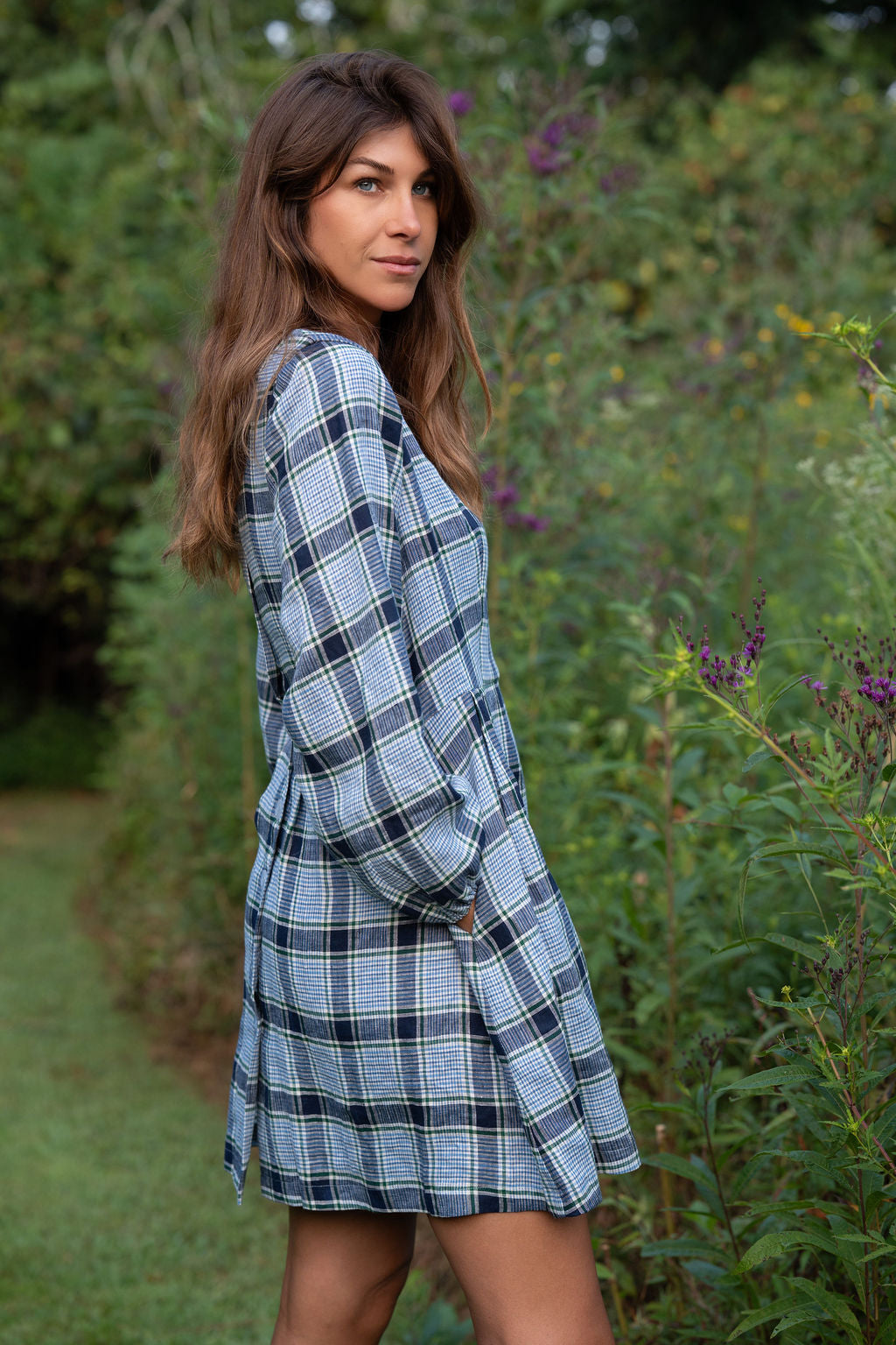 Tilly Dress in Picnic Plaid Linen Made to Order