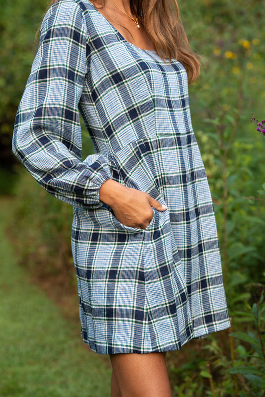 Tilly Dress in Picnic Plaid Linen Made to Order