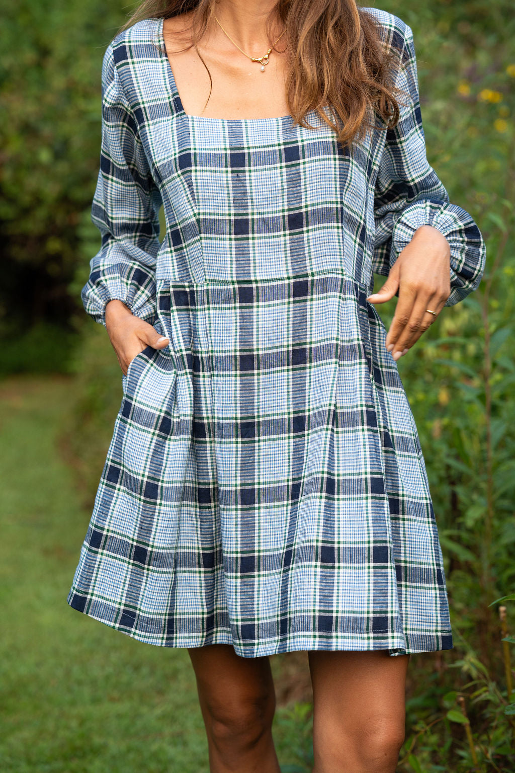 Tilly Dress in Picnic Plaid Linen Made to Order