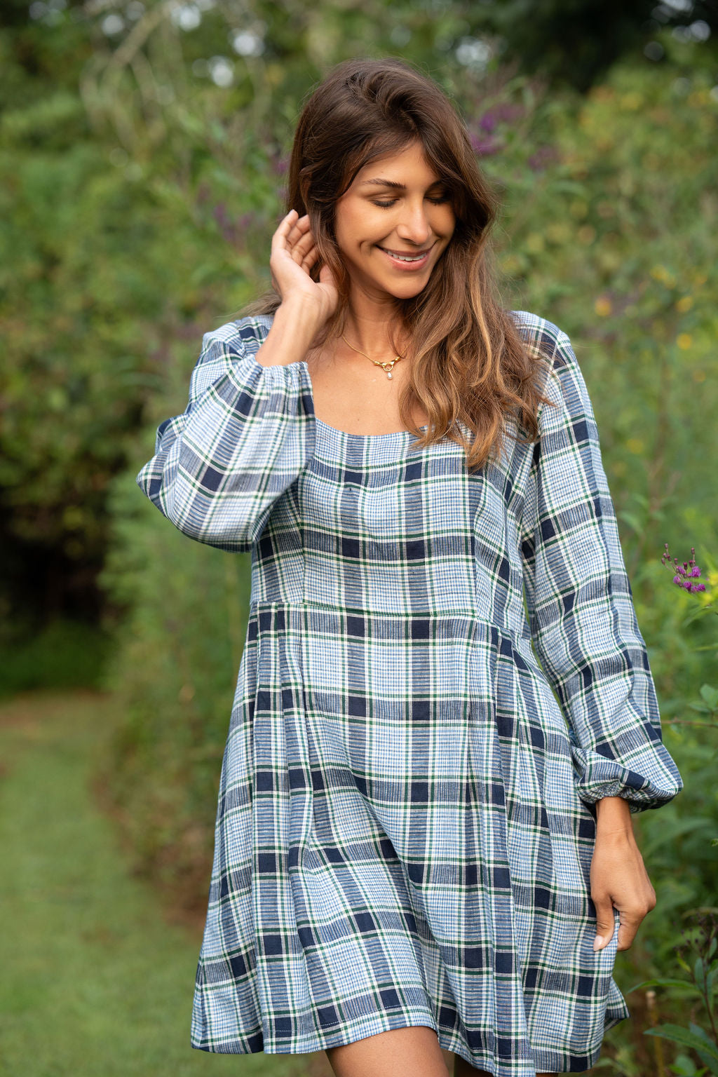 Tilly Dress in Picnic Plaid Linen Made to Order