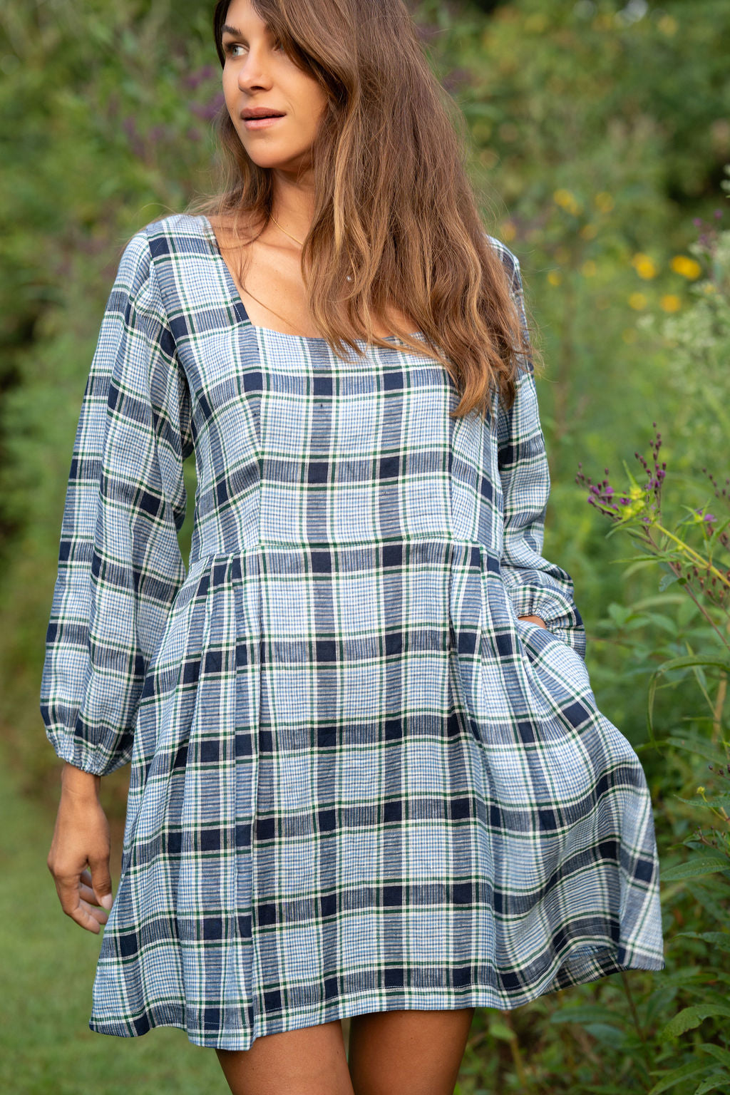 Tilly Dress in Picnic Plaid Linen Made to Order