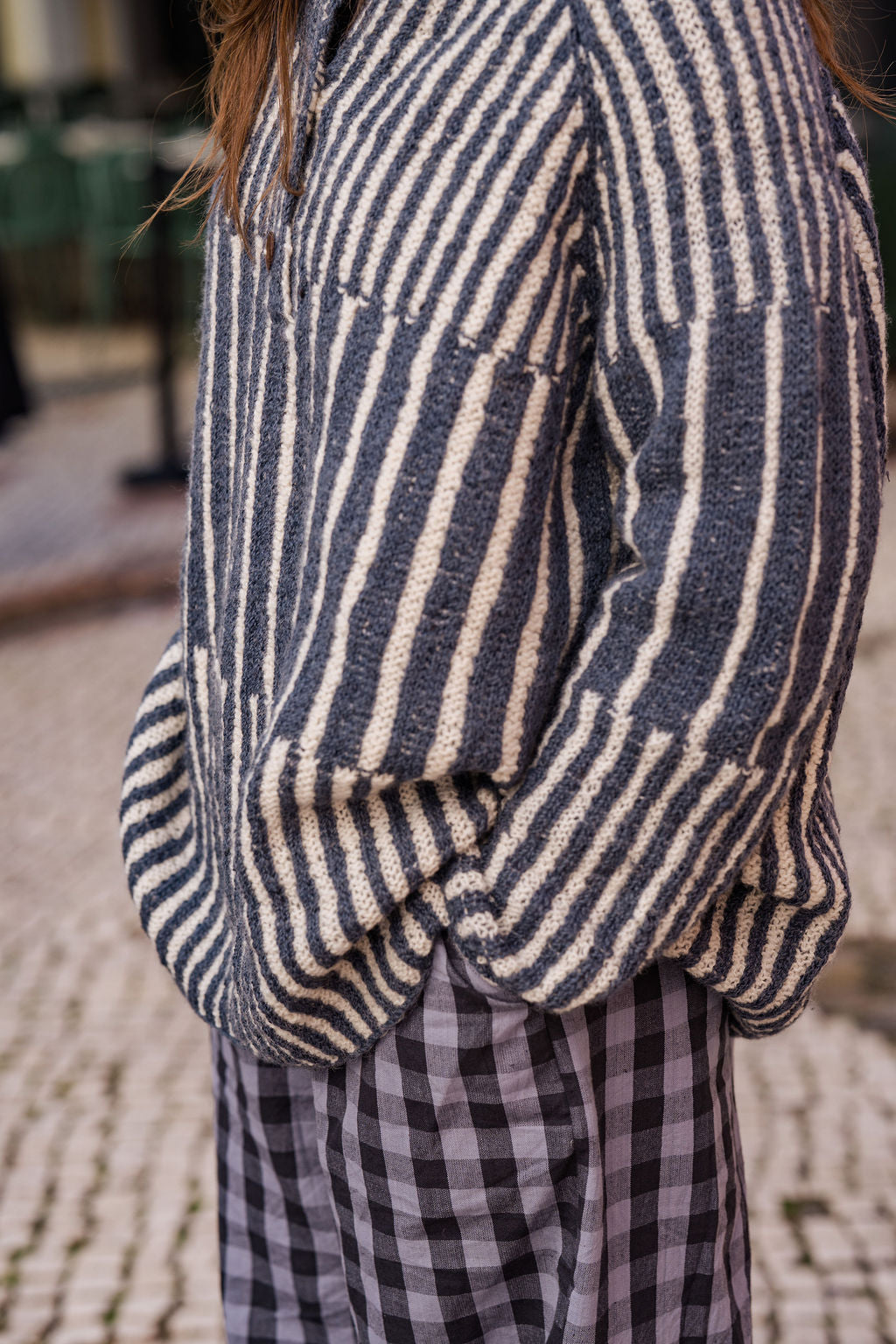 Katie Handwoven Cotton Pants in Navy Gingham