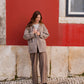 Portuguese Wool Pieper Coat in Heathered Brown and Cream Herringbone Made to Order