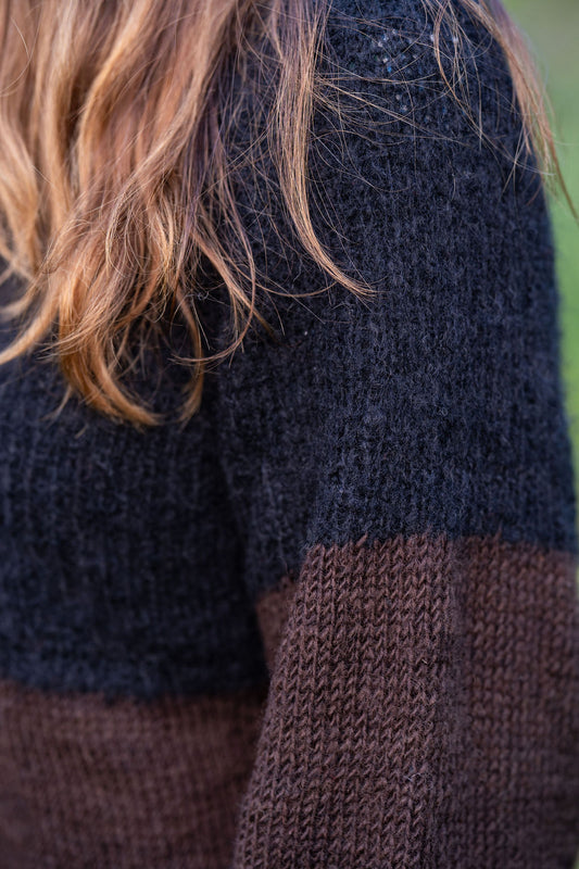 Virginia Mohair and Wool Pullover in Black and Brown Made to Order
