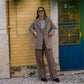 Portuguese Wool Pieper Coat in Heathered Brown and Cream Herringbone Made to Order