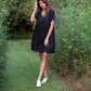 Rose Drawstring Dress in Dark Brown Linen