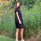Rose Drawstring Dress in Dark Brown Linen