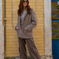 Portuguese Wool Pieper Coat in Heathered Brown and Cream Herringbone Made to Order