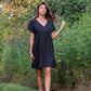 Rose Drawstring Dress in Dark Brown Linen