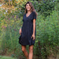 Rose Drawstring Dress in Dark Brown Linen