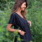Rose Drawstring Dress in Dark Brown Linen