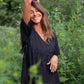 Rose Drawstring Dress in Dark Brown Linen