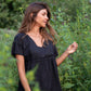 Rose Drawstring Dress in Dark Brown Linen