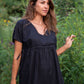 Rose Drawstring Dress in Dark Brown Linen