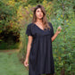 Rose Drawstring Dress in Dark Brown Linen