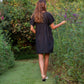 Rose Drawstring Dress in Dark Brown Linen