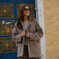 Portuguese Wool Pieper Coat in Heathered Brown and Cream Herringbone Made to Order