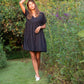 Rose Drawstring Dress in Dark Brown Linen