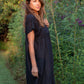 Rose Drawstring Dress in Dark Brown Linen