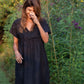 Rose Drawstring Dress in Dark Brown Linen