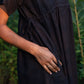 Rose Drawstring Dress in Dark Brown Linen